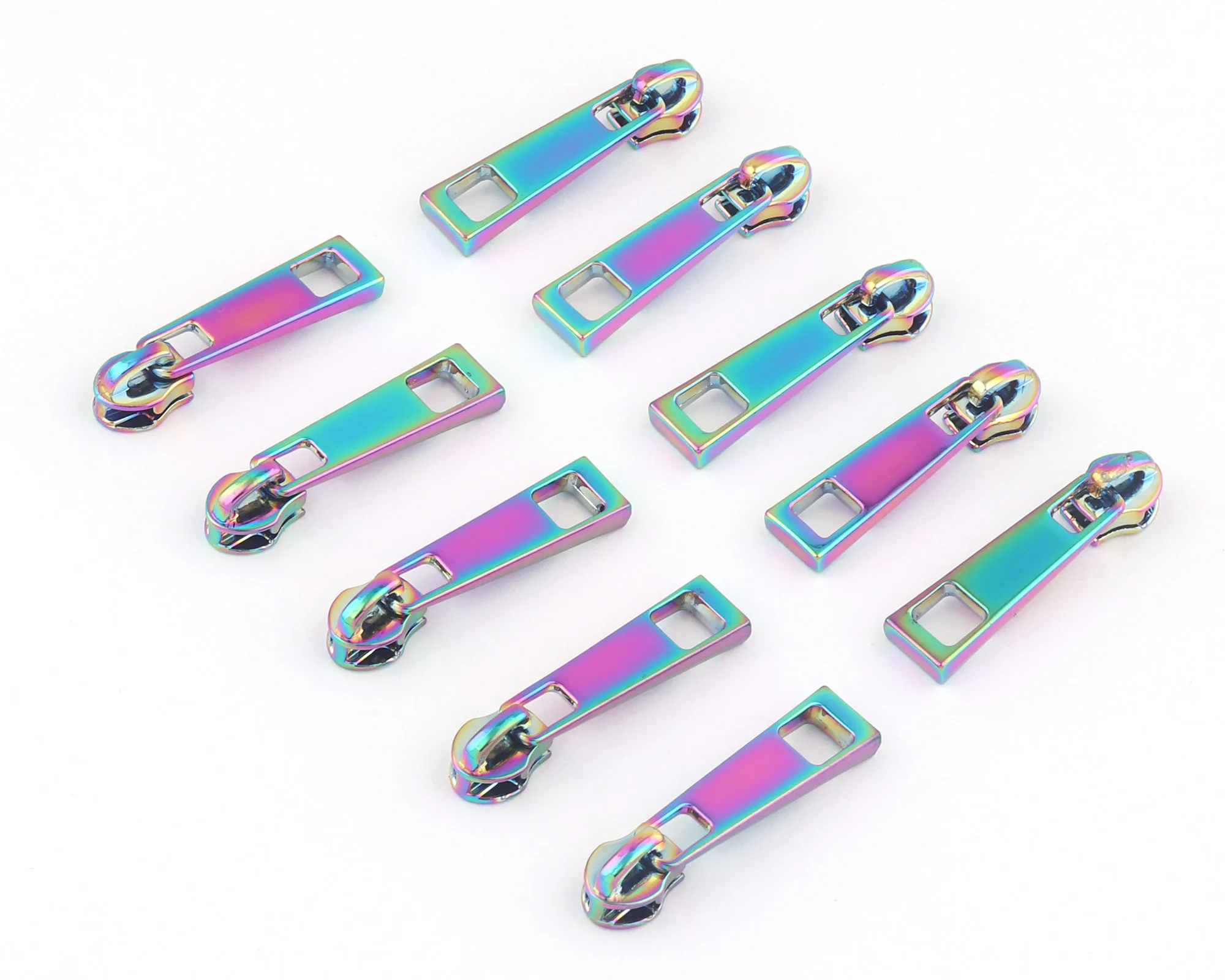 3# Rainbow Metal Zipper Head With Rectangular Separating Pulls For Sewing Purse Handbag Hardware Supplies Jacket Apparel