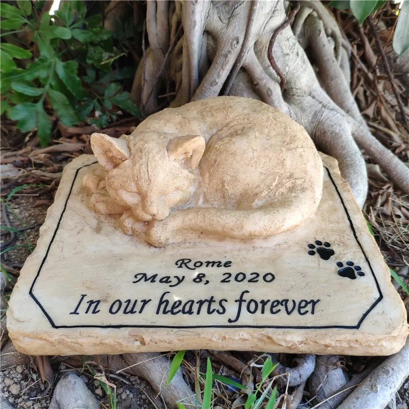 Perfect Cat Memorial Stone  with A 3D Cat On The Top  Sympathy Cat Loss Gifts  For  Outdoors  Indoors  Garden Resin Stones