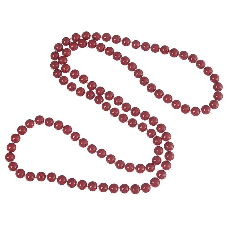 Wholesale Dark Round Red Coral Long Pearls Necklace 8mm Size For Diy Chain Imitation Coral Necklace 36inch Gem Women Gift H869