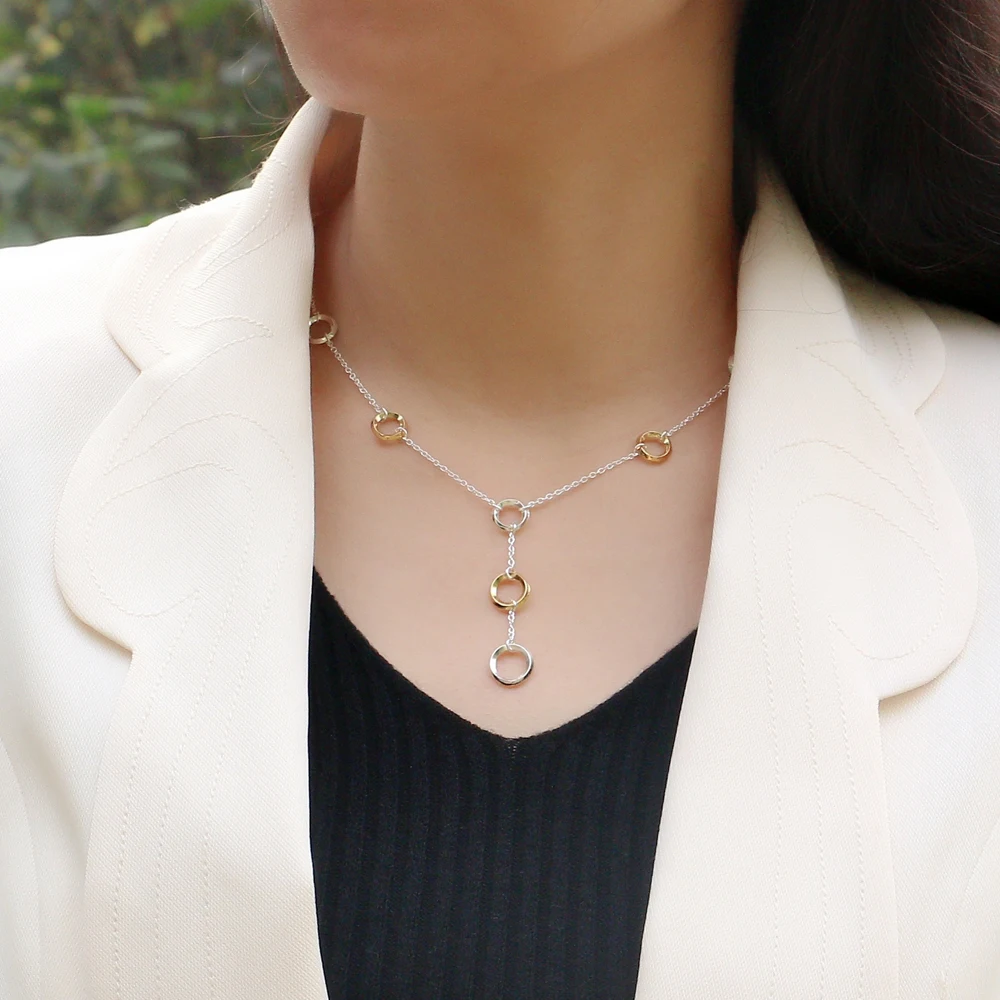 

New Fashion Necklaces 925 Sterling Silver Italian Circular Link Chain Necklace for Women Simple Neck Chain Handmade Jewelry