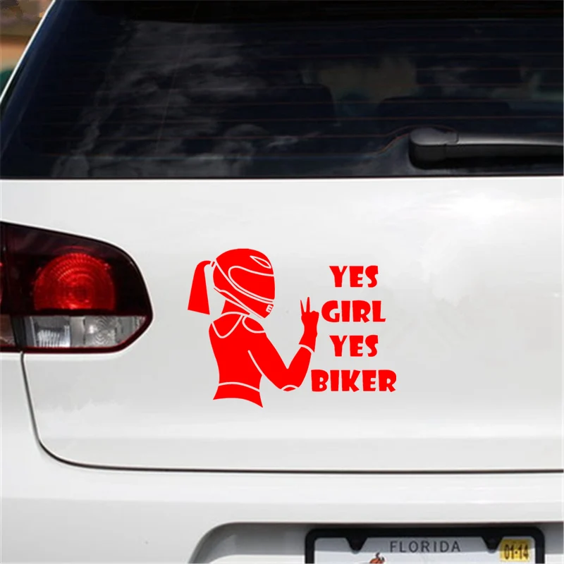 CS-1852# Yes girl yes biker funny vinyl car sticker waterproof car decal for auto car stickers styling on bumper