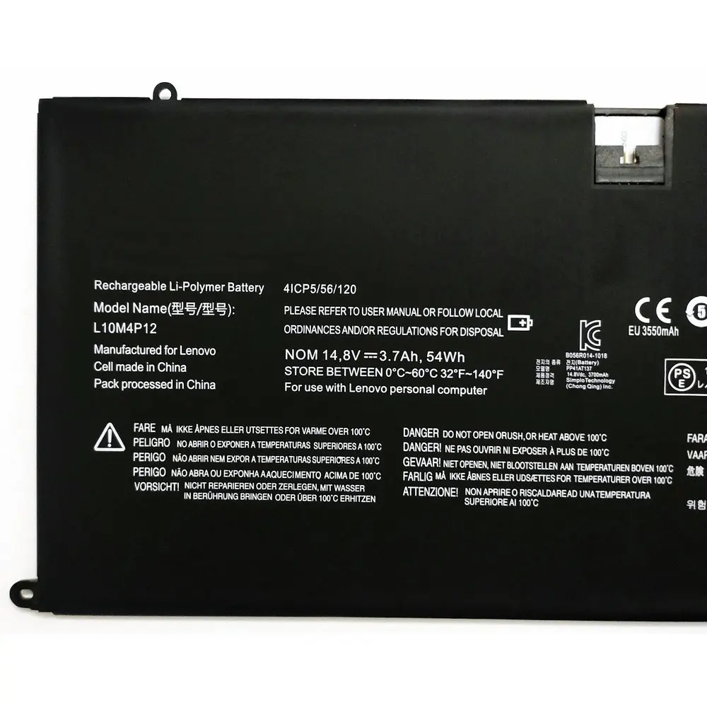 Imagem -02 - Bateria do Portátil para Lenovo Ideapad L10m4p12 Genuíno Ioga 13 U300 Série U300s 4icp5 56 120 14.8v 54wh 3700mah