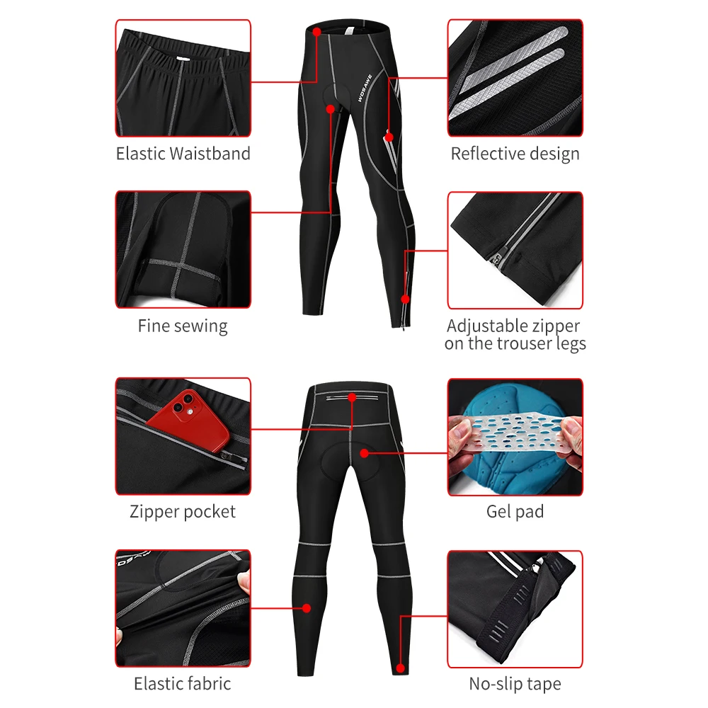 Wosawe Herren Radhose Mountainbike MTB Fahrrad hose Hose atmungsaktive Sport hose Männer reflektierende Radfahren lange Hosen