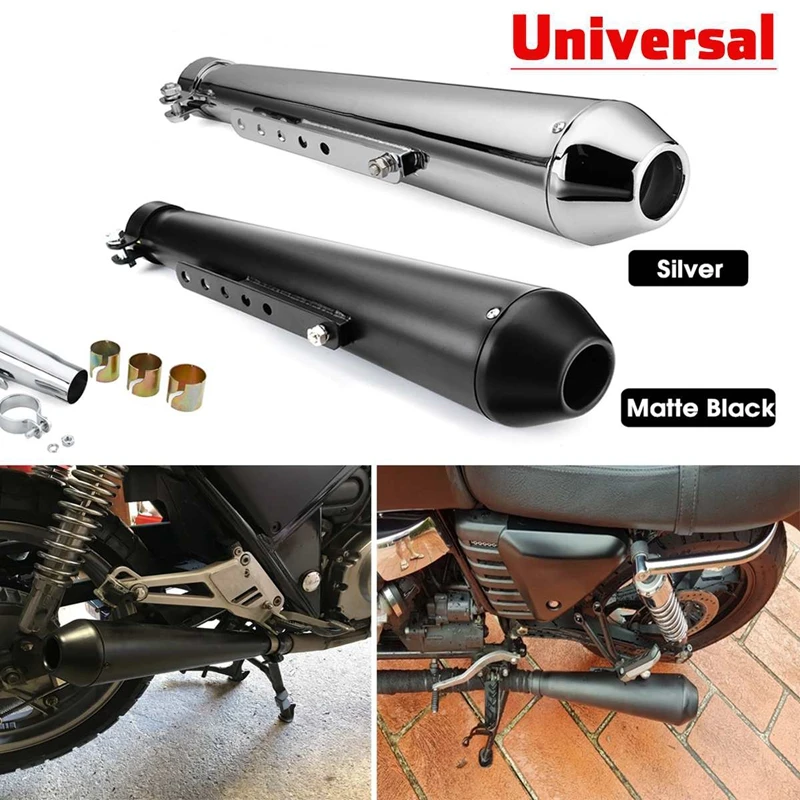 

38/40/43/45mm Universal Motorcycle Exhaust Tailpipe Muffler with Sliding Bracket Cafe Racer Accessories Motocross