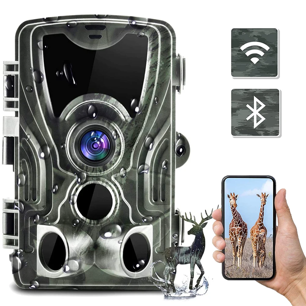 APP Bluetooth Control Hunting Cameras Live Show WIFI Trail Camera 24MP 1296P WIFI801B Night Vision  Wildlife Surveillance