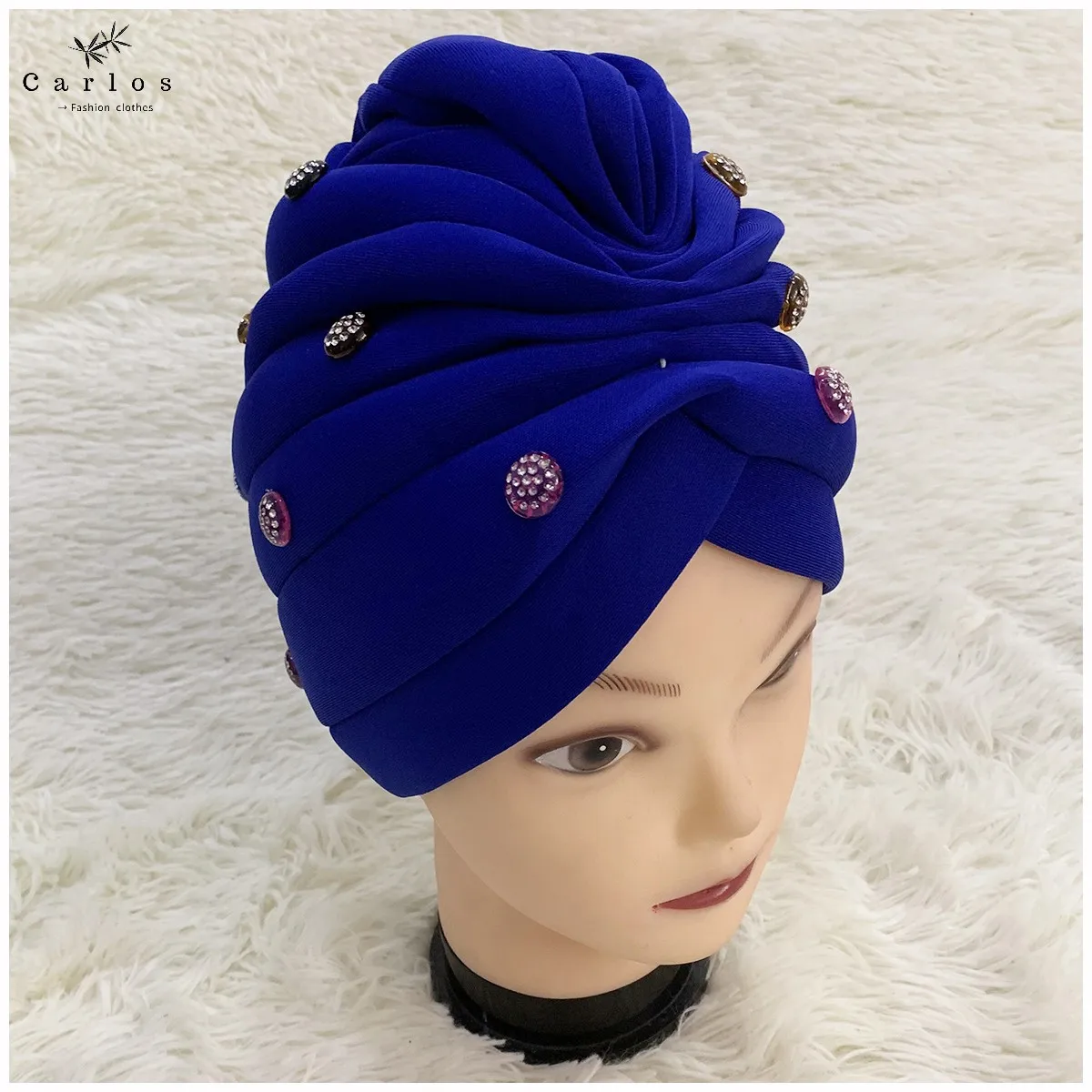 12 Pieces Set Of Fashionable Muslim Women Headscarf Space Layer Fabric Applique Headwear Solid Indian Bean Hair Hat Lady Hat