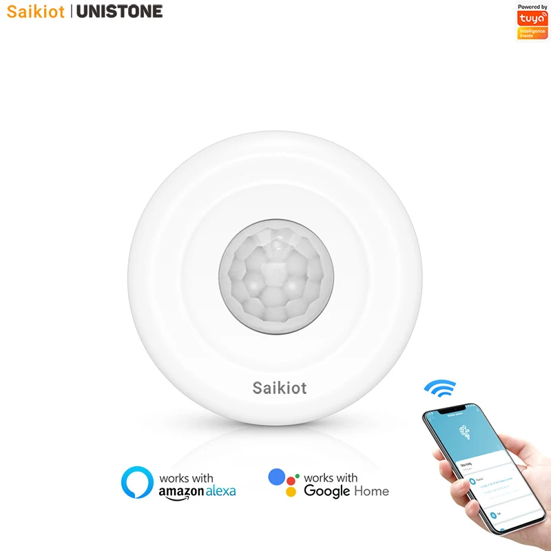 

Saikit Tuya PIR инфракрасный датчик движения на 360 градусов детектор Smart Wireles 3 В мощность мобильное приложение удаленный мониторинг для домашней безопасности