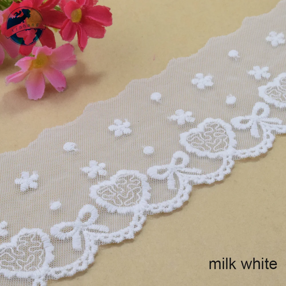 7cm Width White Embroidery Sewing Ribbon Guipure Lace Trim Fabric Warp Knitting Applique DIY Garment Wedding Accessories  #4226