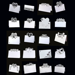 50/100Pcs White Love Heart Laser Cut Table Name Place Card Name Greeting Message Setting Card Wedding Birthday Party Favor Decor