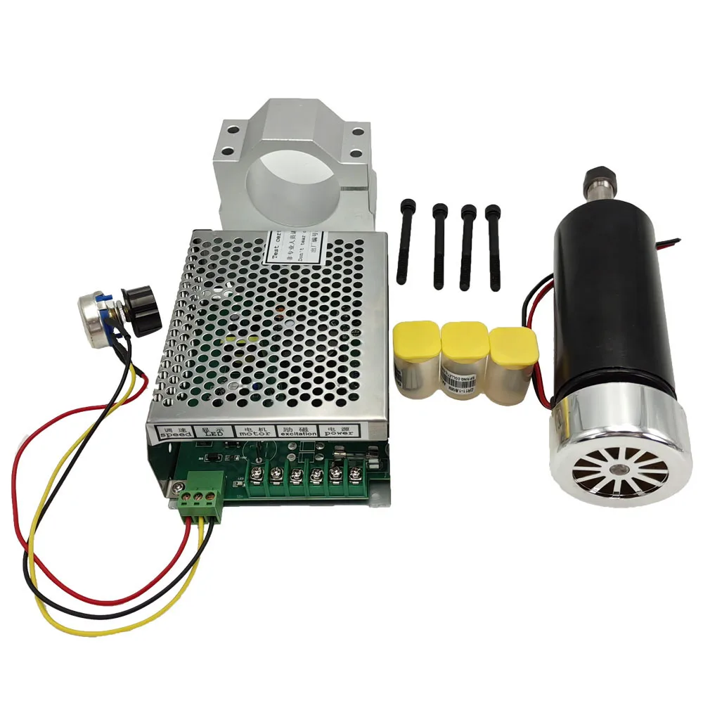 Machifit ER11 Chuck CNC 500W Spindle Motor with 52mm Clamps and Power Supply Speed Governor