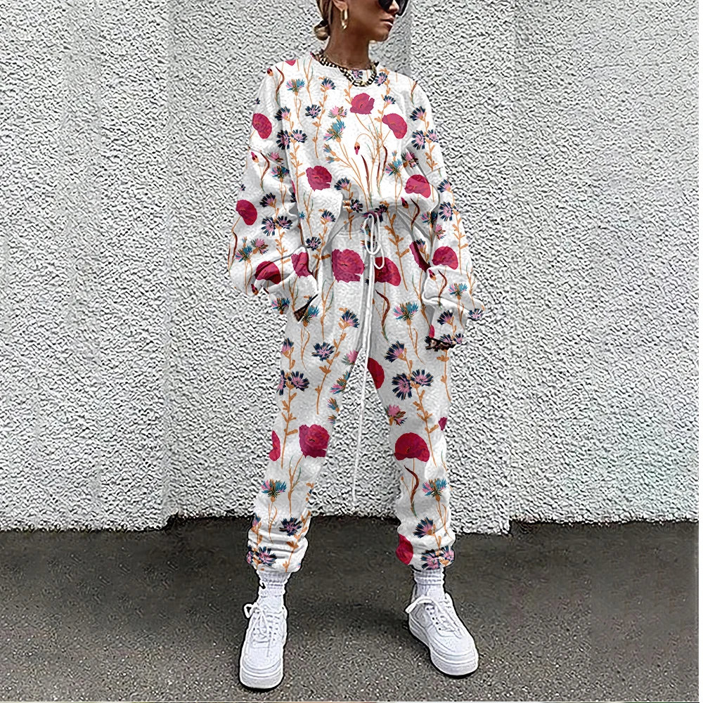 SOJINM Women New Fashion Two Piece Set Suit Outfits Floral Print Casual Sport Suit Woman Set Autumn Women Tracksuit 6XL