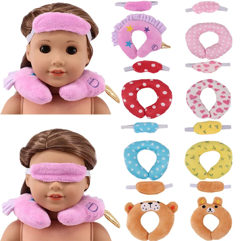 Doll U-shaped Pillow+Eye Mask For 18 Inch American&43 CM Reborn Baby New Born Doll Clothes Accessories Girl's Russia DIY Toys