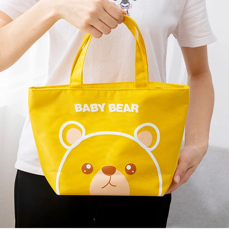 

Cartoon Large Capacity Insulation Thermal Lunch Bag For Gilrs Kids Student Cute Simple Zipper Portable Cooler Bags Box