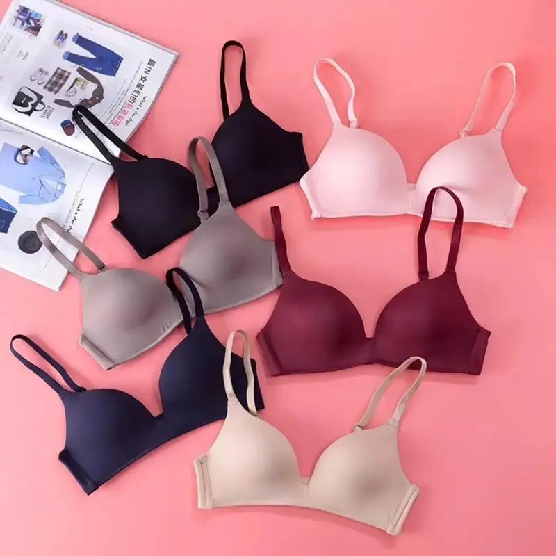 Thin Triangular Cup Bra Adjustable Shoulder Strap Gather Brassiere Wireless Anti-glare Bralette Seamless Sleeping Women Lingerie image 2