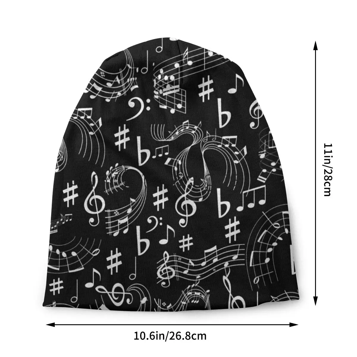 Music Musical Notes Washed Warm Bonnet Outdoor Casual Beanies Protection Men Women Hats