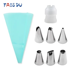 FAIS DU Silicone Pastry Bag Kitchen DIY Icing Piping Cream Reusable Pastry Bags Stainless Nozzle Sets Cake Decorating Tools