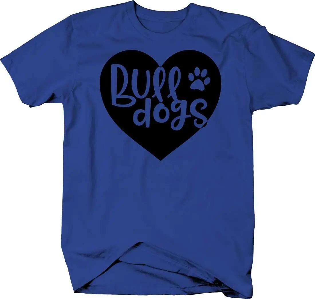 Love Bulldogs Funky Heart Paw Print Dogs Animals Pet Owner  T-Shirt. Summer Cotton Short Sleeve O-Neck Mens T Shirt New S-3XL