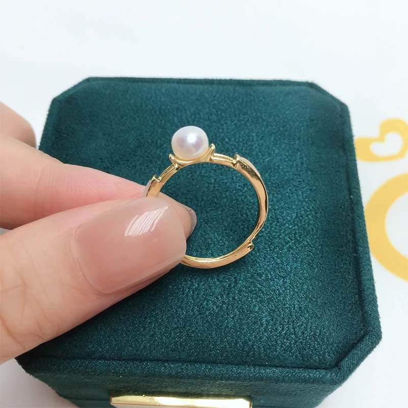 ZHBORUINI Design Ins Natural Freshwater Pearl Ring Simple Small And Exquisite Shell 14K Gold Plated Ring Jewelry For Woman Gift