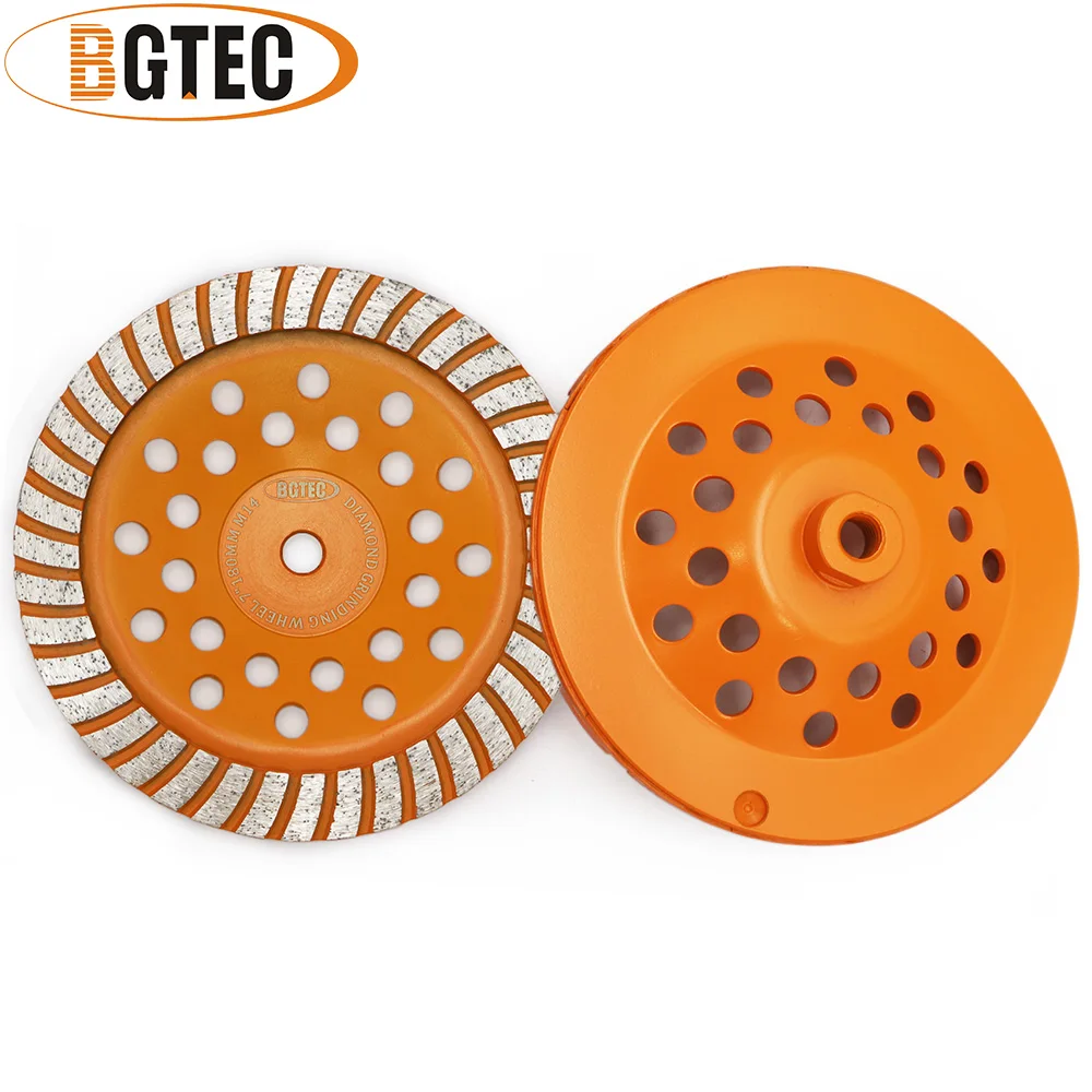 

BGTEC 2pcs 7 inch Diamond Turbo Row Grinding Cup Wheel 180mm Grinding disc for marble, concrete, Masonry, construction material