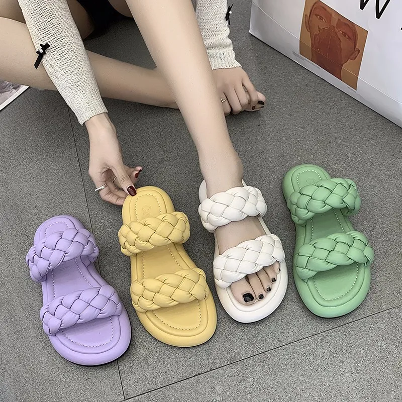 Aphixta New Purple Bread Cross Flip Flops Women Platformform With Summer Slippers Fashion Peep Toe Women Mules Slides