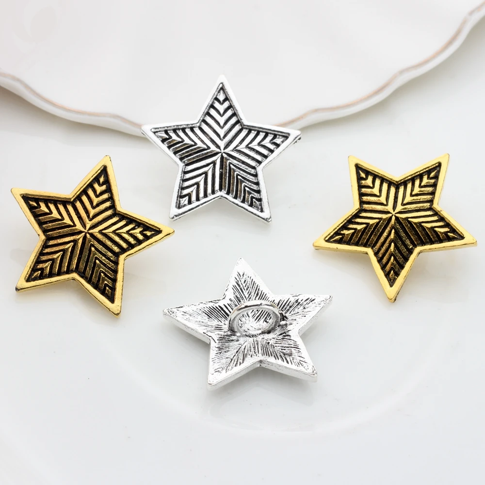 

4pcs/lot 30MM Retro Zinc Alloy Bronze Pentagram Decorative Buttons Charms Pendants For DIY Accessories Free shipping