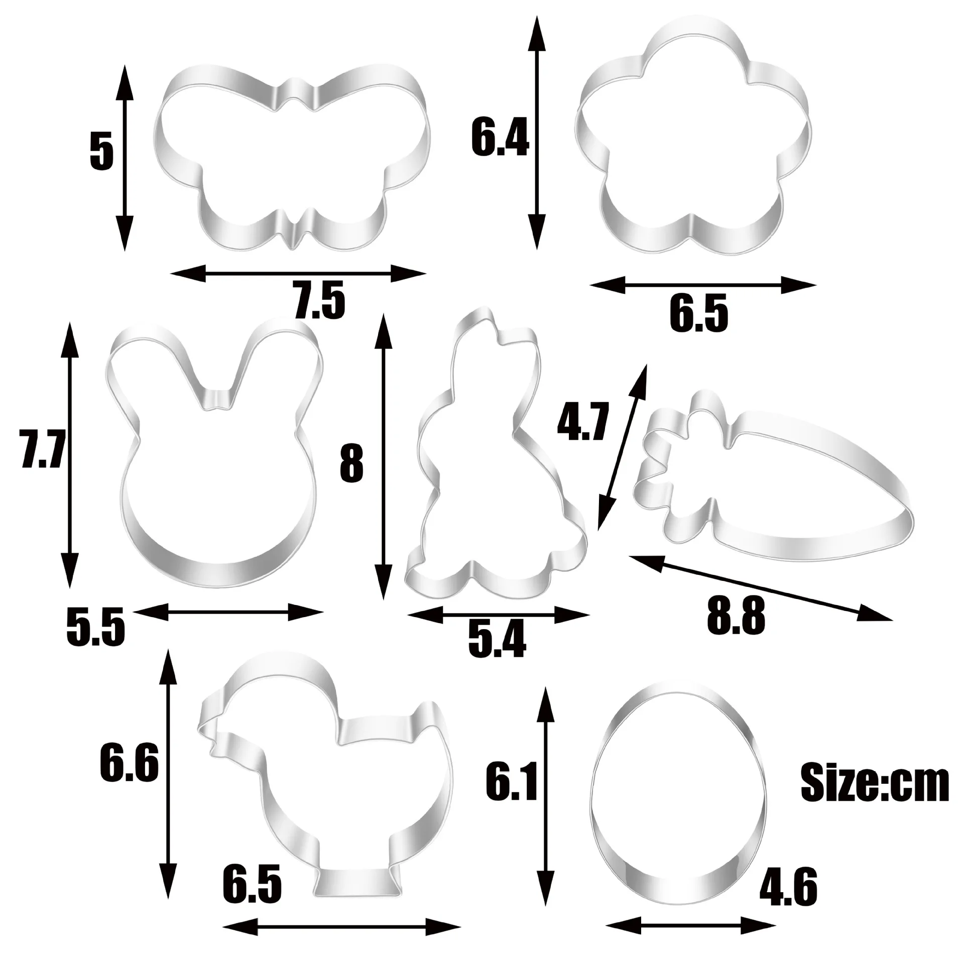 Easter Collection Cookie Cutter Stainless Steel Biscuit Baking Fruit Cut Cake Mold Embossing Printing Die