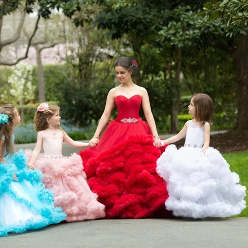 Vestido formal de princesa com cristais e laços, vestidos para meninas, festa de aniversário, casamento, primeira comunhão