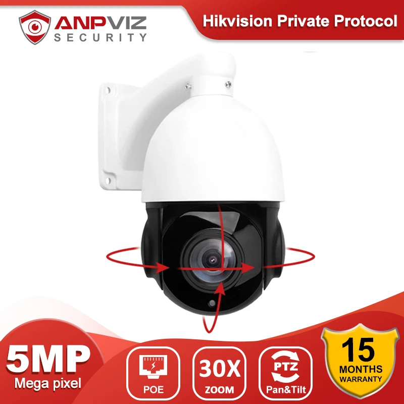 

Anpviz 5MP POE IP PTZ Camera Outdoor Network Speed Dome 30X Zoom Cam CCTV Surveillance 50m IR Night Vision