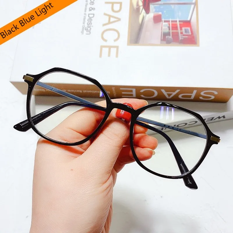 LONSY Fashion Classic Transparent Round Anti Blue Glasses Clear Lens Myopia Eyeglasses Optical Spectacle Frames Computer Eyewear