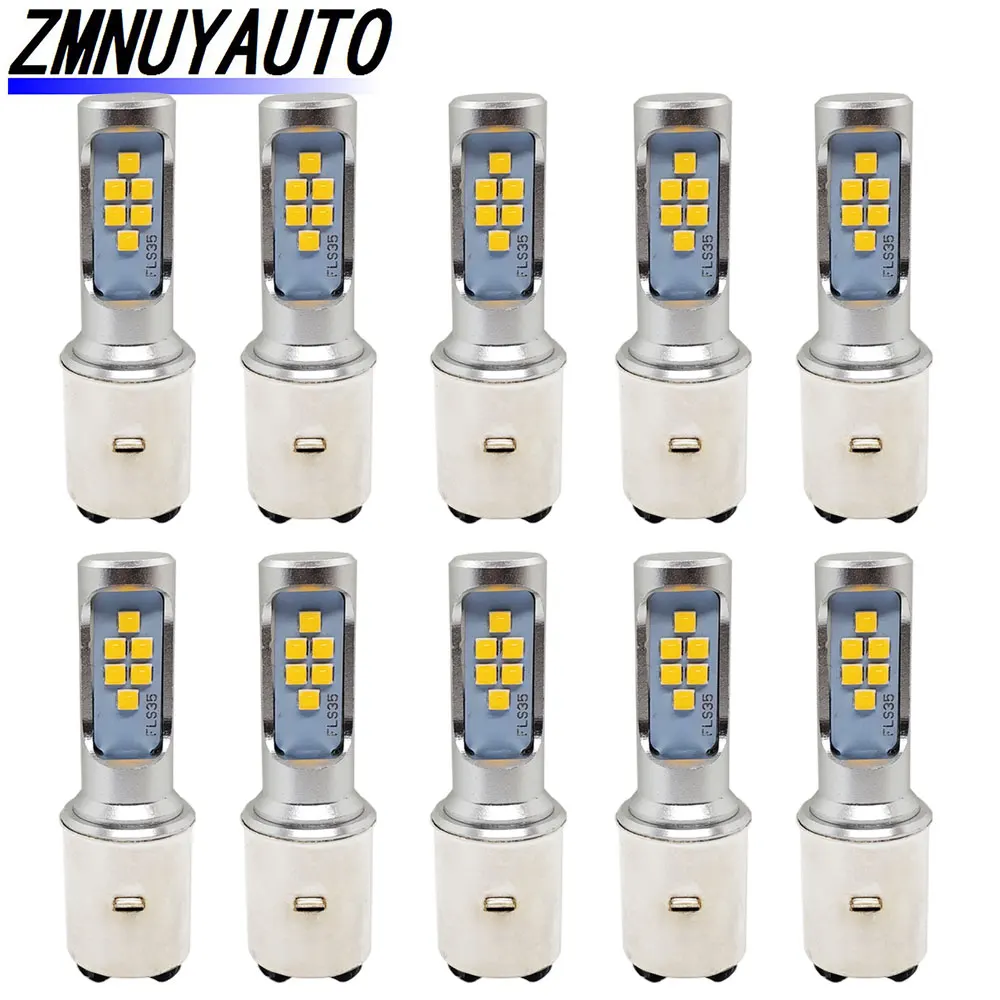 10PCS LED BA20D H6 Motorcycle Headlight Bulb Canbus 1200LM Motorbike Front Lamp Scooter Accessoire Moto Headlamp DRL Fog Lights