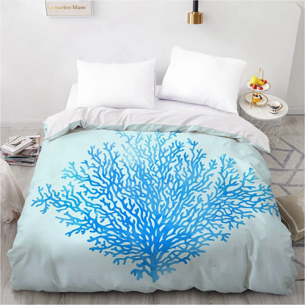 1 PCS 3D Printed Ocean Style Bule Coral Duvet Cover 200x220 Size Printing NO Pillowcases And NO Sheets Home Textiles Comforter