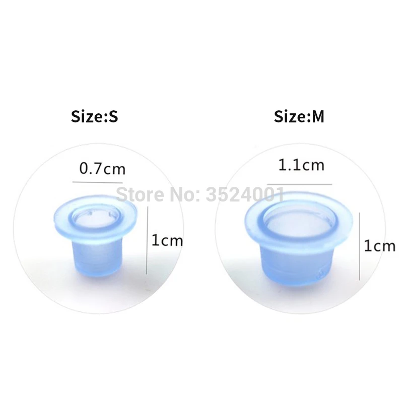 100 Pieces S/M/ Soft  Silicone Disposable Microblading  Blue Transparent Tattoo Ink Cup Permanent Makeup Accessories Container