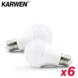 Lampada LED 램프 전구, 차가운 흰색, 따뜻한 흰색, 거실 실내 조명, E27 E14, 3W, 6W, 9W, 12W, 15W, 18W, 20W, 220V, 로트당 6 개