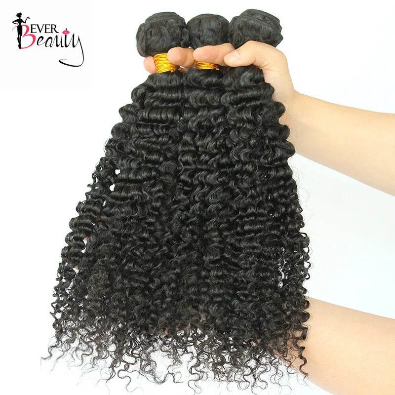 3B 3C Kinky Curly Bundles With Closure Brazilian Virgin Hair Weave Bundles 100% Human Hair Extensions Ever Beauty