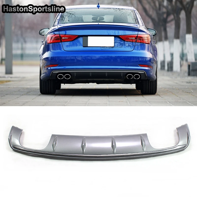 A3 Sedan PP Rear Bumper Lip Diffuser Rear Exhaust Spoiler for Audi A3 Standard 2014-2016 Car Accessories