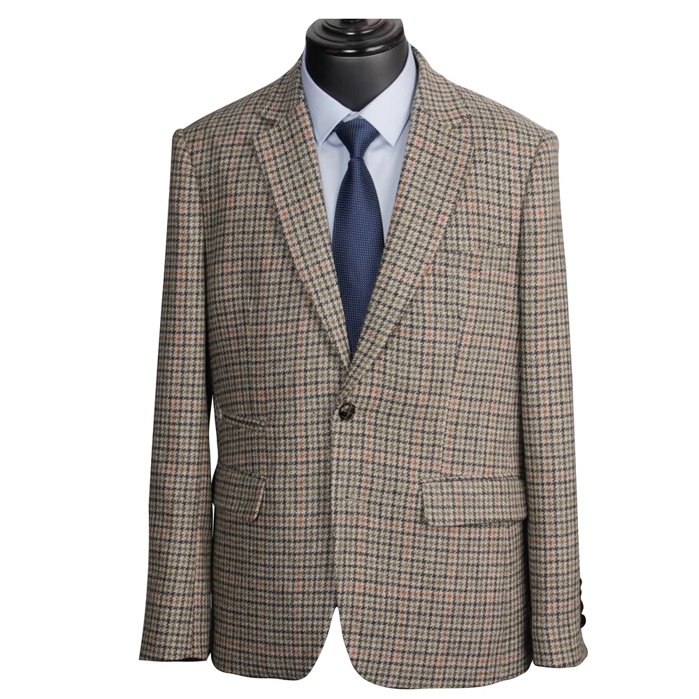 Custom Made Tweed Jacket Winter Autmrn Tweed Blazer Tailor Made Suit Jacket Classic English Green Plaid Pattern Tailored Jackets