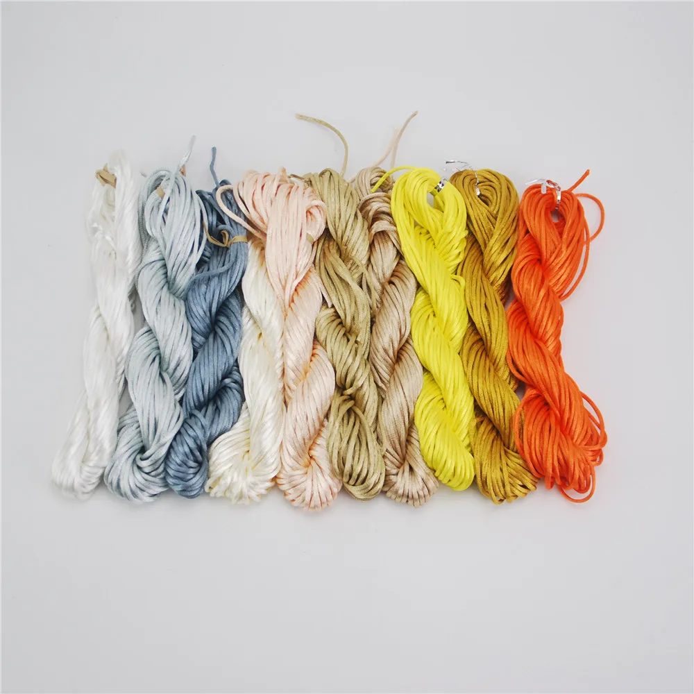 Multi 2mm  20M/pcs Kumihimo Nylon Cord Chinese Knot Cord Rattail Satin Braided String DIY Cords Jewelry Making Beading Rope ds5