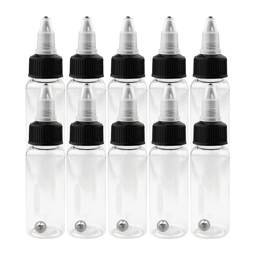 5-10x 30/50/60/120/250ml Tattoo Airbrush Ink Dispensing Boston Bottles Plastic Container Bottles with Twist Top Cap Airbrushing