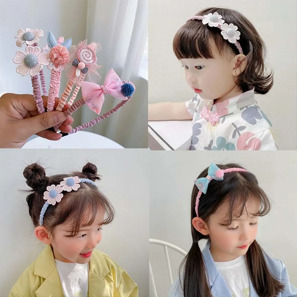 New Cute Flower Bowknot Hair Bands Korean Style Sweet Girls Cloth Folds Hair Hoop Headband Headwear