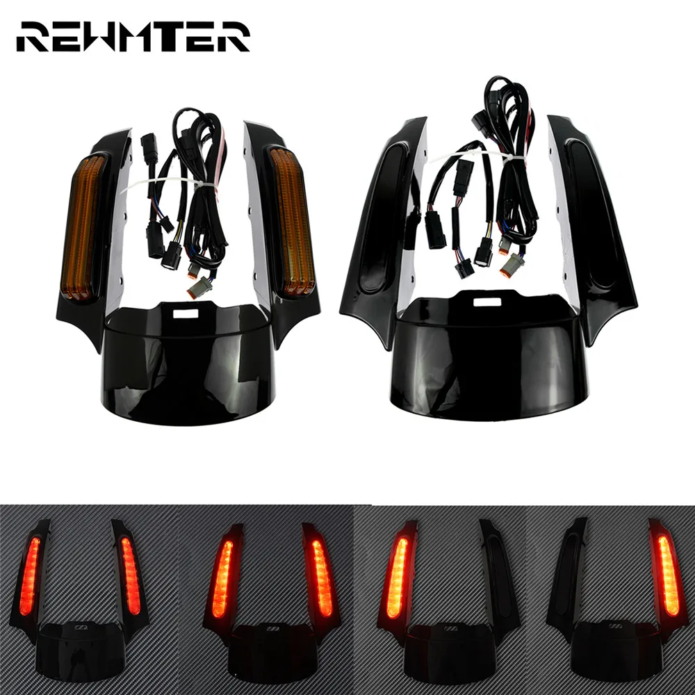 

Motorcycle Rear Fender Fascia Set With LED Light Black For Harley Touring 09-2023 Electra Street Road Glide FLHX Road King FLHR