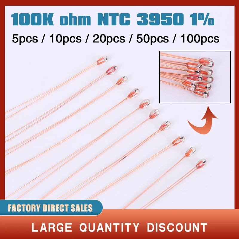 5/10/20/50/100pcs 100K ohm NTC 3950 Thermistors for 3D Printer Reprap Mend 3d printer parts