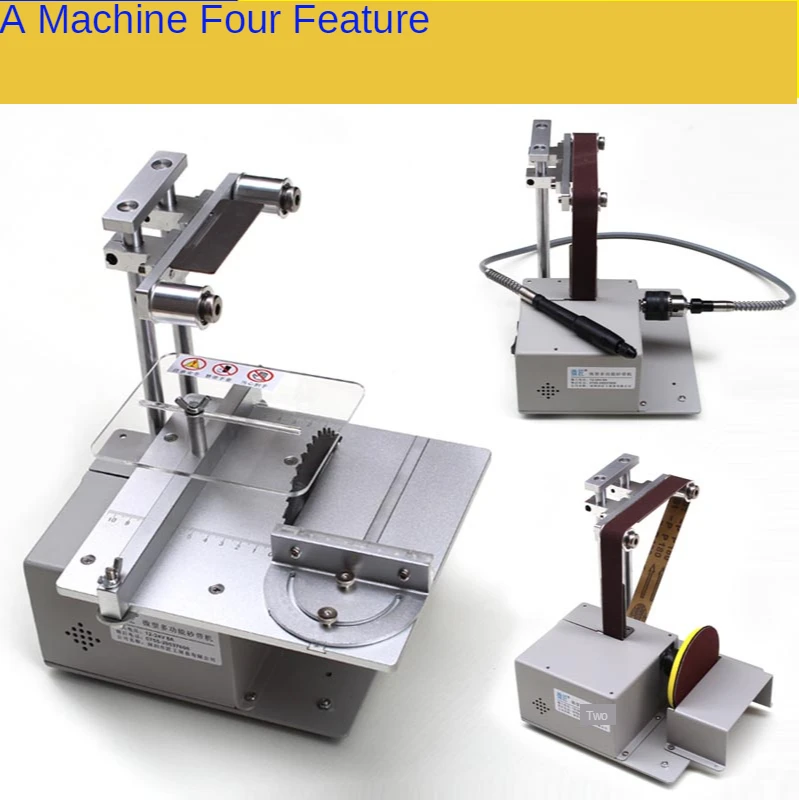 

Mini Table Saw Belt Sander Grinder Handmade Woodworking Polishing Grinding Sanding Machine Cutting Saw with Power Adapter