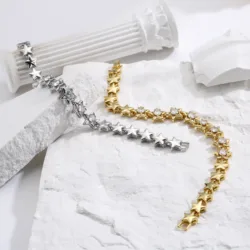 HECHENG,Trendy Zirconia Crystal Stars Bracelet for Women , Stars Charm Bracelets Delicate AAA Cubic Zirconia Jewelry