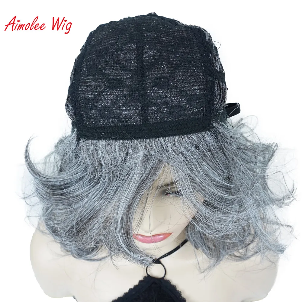 Aimolee Synthetic Wigs Medium Curly silvery hair Wigs for Women