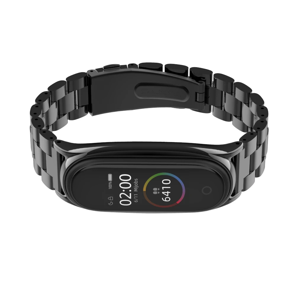 Strap For Xiaomi Mi Band 5 4 3 Stainless Metal Opaska Correa for Mi Bend 4 Miband 5 Xiomi Wristband Bracelet NFC Global Version