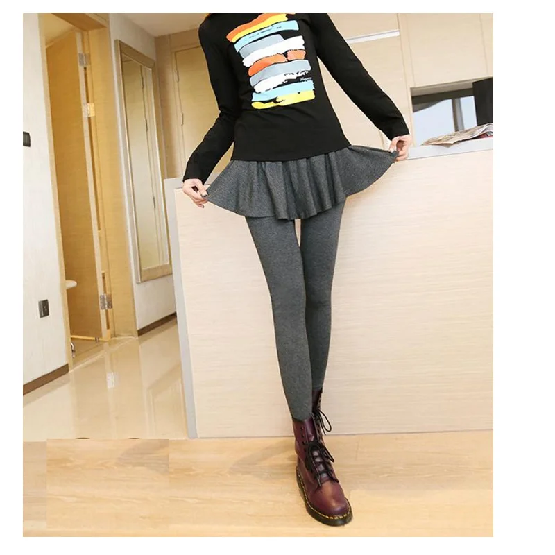 Women Skirt Leggings Thermal Fleece Autumn  Good Stretch Fleece Lined Pants Legging Skirts