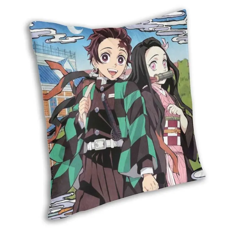 Demon Slayer Tanjirou And Nezuco Cushion Cover Kimetsu No Yaiba Throw Pillow Case for Living Room Pillowcase Home Decorative