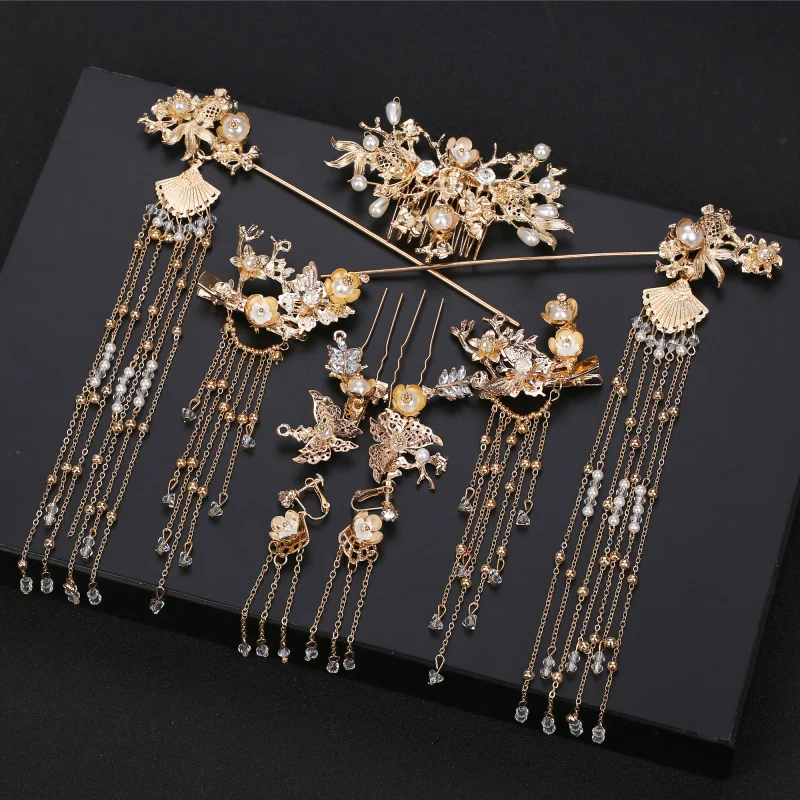 

Hanfu headwear hairpin tassel female step shaking hairpin antique hair accessories full set of ancient costume accessories