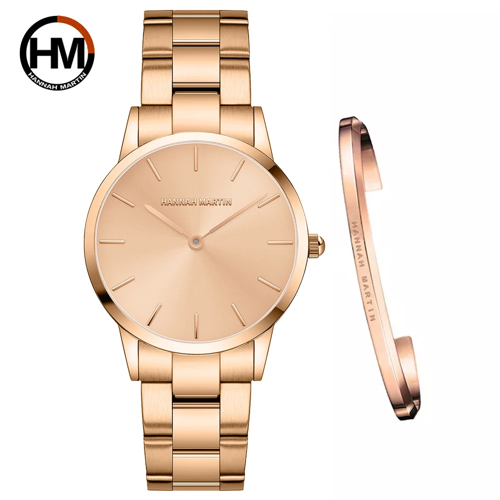 2021 Top Brand Design Women Bracelet Watches Sets Fashion Rose Gold Waterproof Japan Movement Quartz Watch Stainless Steel Band