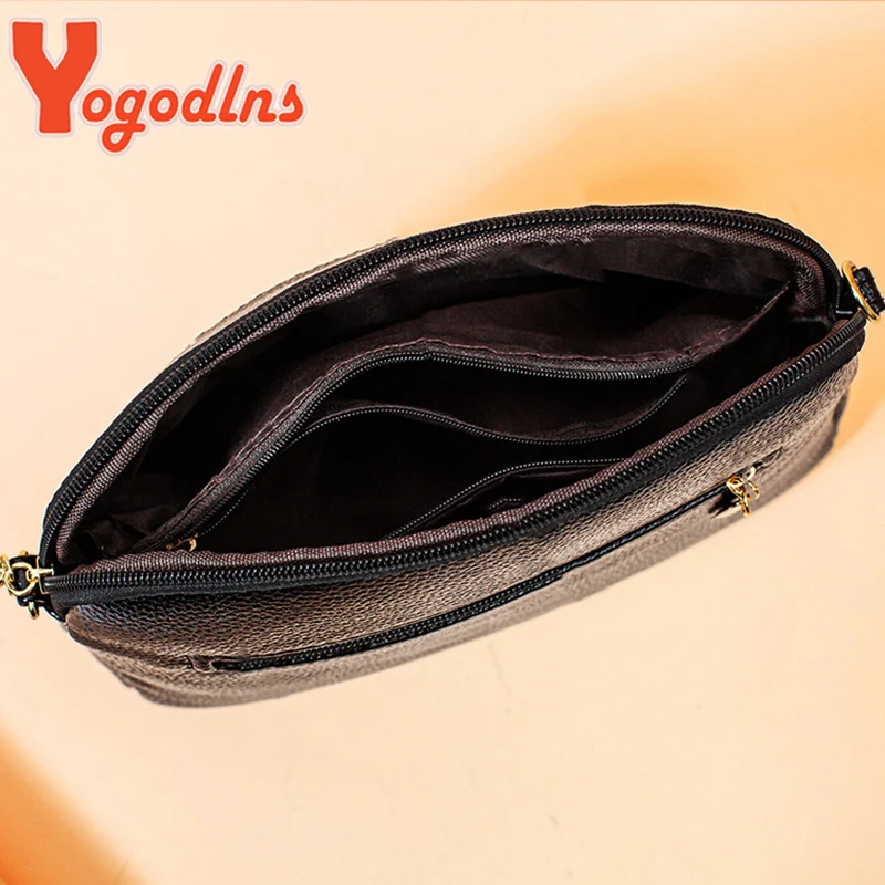 Yogodlns Vintage Printing Shoulder Bag Women PU Leather Crossbody Bag Casual Messenger Bag Multifunction Shopping Handbag Purse